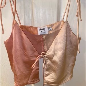 Cropped satin tank top